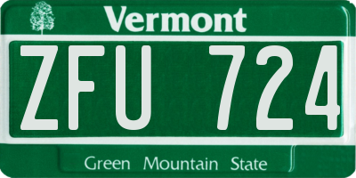 VT license plate ZFU724