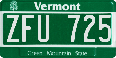 VT license plate ZFU725