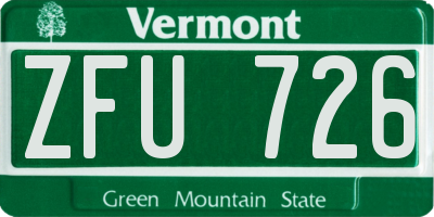 VT license plate ZFU726