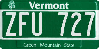 VT license plate ZFU727