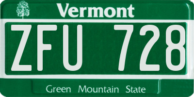 VT license plate ZFU728
