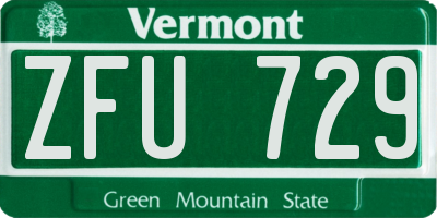 VT license plate ZFU729
