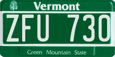 VT license plate ZFU730
