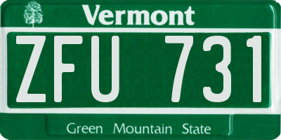 VT license plate ZFU731