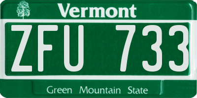 VT license plate ZFU733