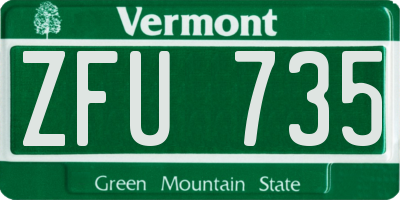 VT license plate ZFU735
