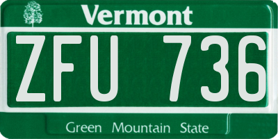 VT license plate ZFU736