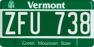 VT license plate ZFU738