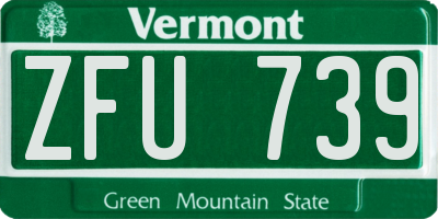 VT license plate ZFU739