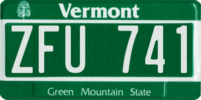 VT license plate ZFU741