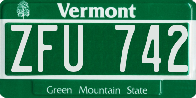 VT license plate ZFU742