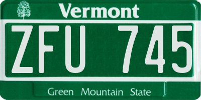 VT license plate ZFU745