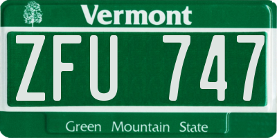 VT license plate ZFU747
