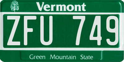 VT license plate ZFU749