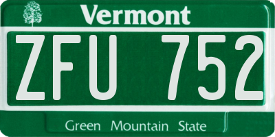 VT license plate ZFU752