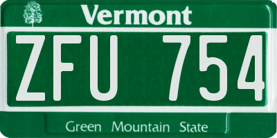 VT license plate ZFU754