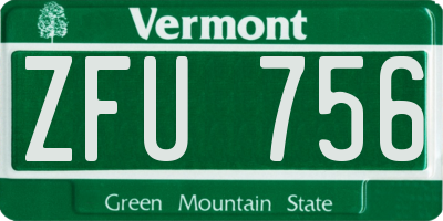 VT license plate ZFU756