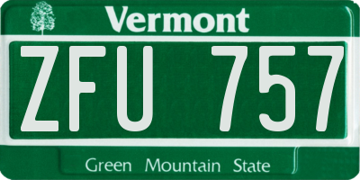 VT license plate ZFU757