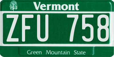 VT license plate ZFU758