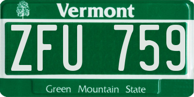 VT license plate ZFU759