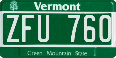 VT license plate ZFU760