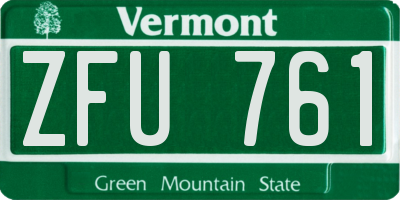 VT license plate ZFU761