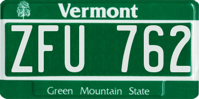 VT license plate ZFU762