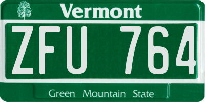 VT license plate ZFU764