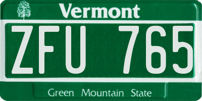VT license plate ZFU765