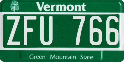 VT license plate ZFU766