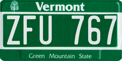 VT license plate ZFU767
