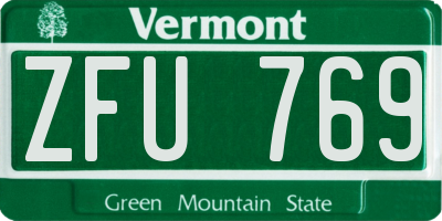 VT license plate ZFU769