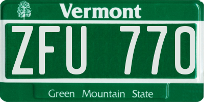 VT license plate ZFU770