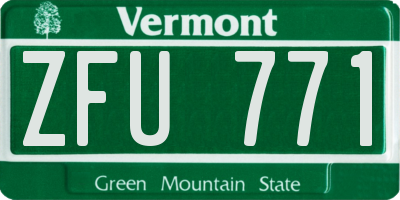 VT license plate ZFU771