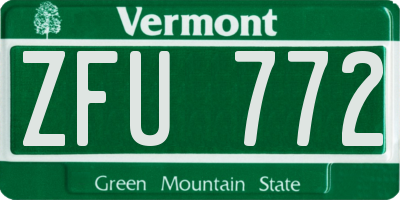 VT license plate ZFU772