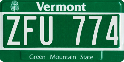 VT license plate ZFU774