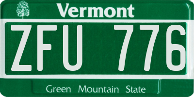 VT license plate ZFU776