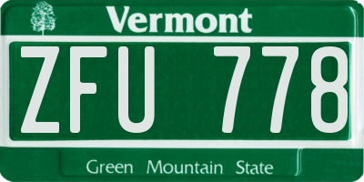 VT license plate ZFU778