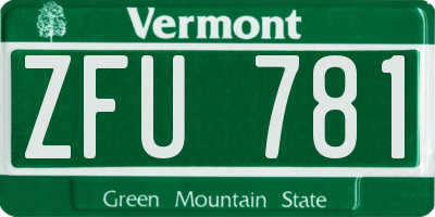 VT license plate ZFU781