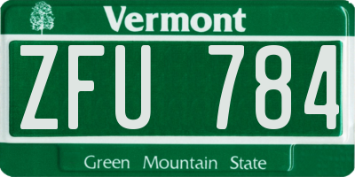 VT license plate ZFU784
