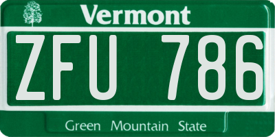 VT license plate ZFU786