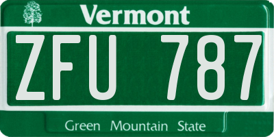 VT license plate ZFU787