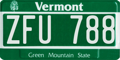 VT license plate ZFU788