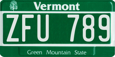 VT license plate ZFU789