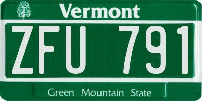 VT license plate ZFU791