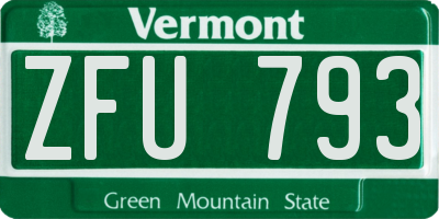 VT license plate ZFU793