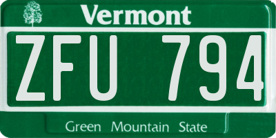 VT license plate ZFU794