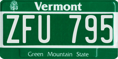 VT license plate ZFU795