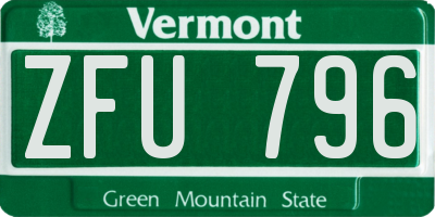 VT license plate ZFU796