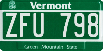 VT license plate ZFU798